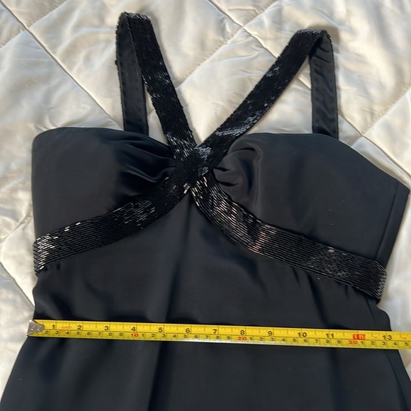 Vintage Cache Black Sheath Cocktail Mini Dress V Neck ThickStraps Beading Size 4 - Picture 10 of 17